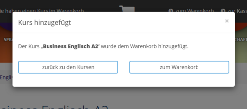 Auswahl Kurse - Warenkorb Auswahl Kurse - Warenkorb