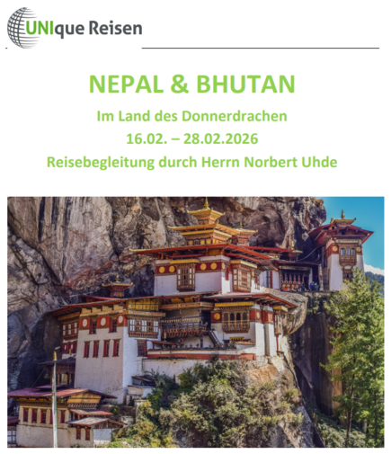 Flyer Studienreise Nepal und Bhutan