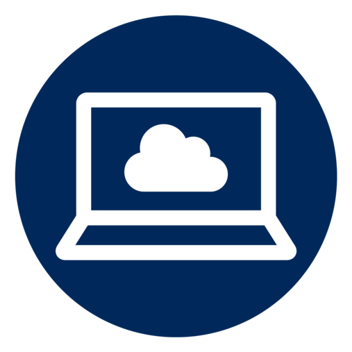 blauer Button mit PC-Motiv