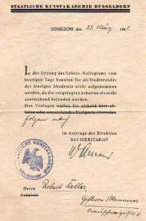 Ablehnung der Staatlichen Kunstakademie Düsseldorf